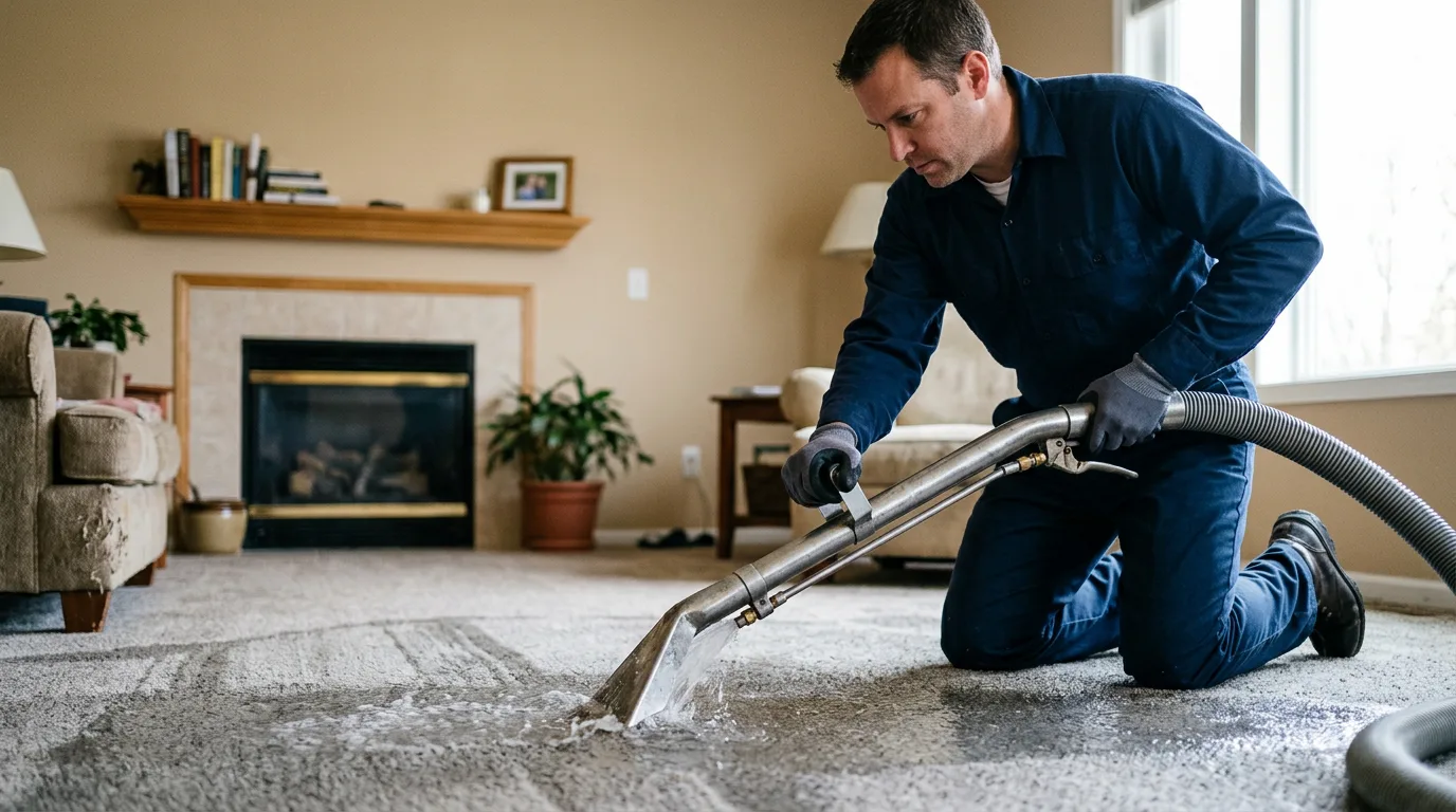 Water damage restoration technician working near Gowen, MI